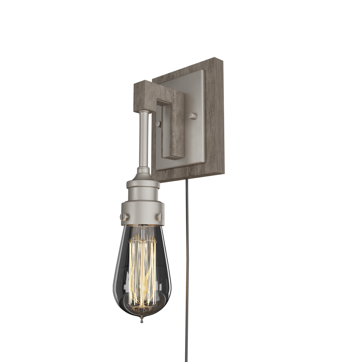 1 - Light, Modern - Farmhouse Style LED Wall Sconce Indoor, 120v, Metal + Clear Glass, Brushed Nickel Finish - LEDMyPlace