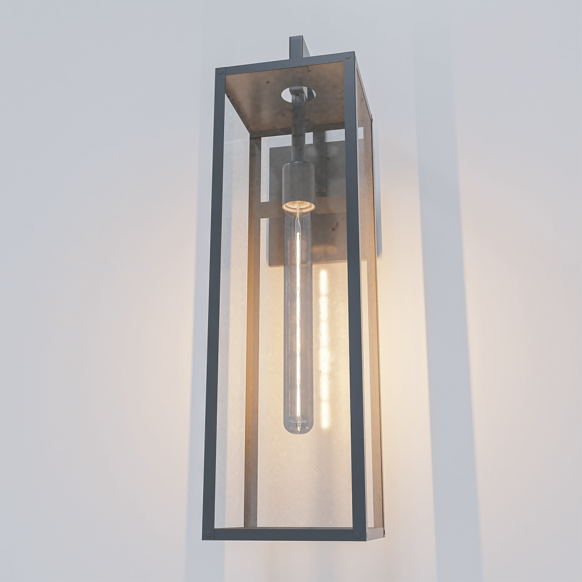 1 - Light, Outdoor Wall Light, E26 Socket 1X60W, Matte Black, 25" H x 7" W. Extends 10" from the wall, Clear Glass Panels - LEDMyPlace