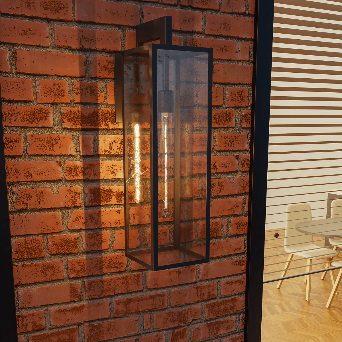 1 - Light, Outdoor Wall Light, E26 Socket 1X60W, Matte Black, 25" H x 7" W. Extends 10" from the wall, Clear Glass Panels - LEDMyPlace