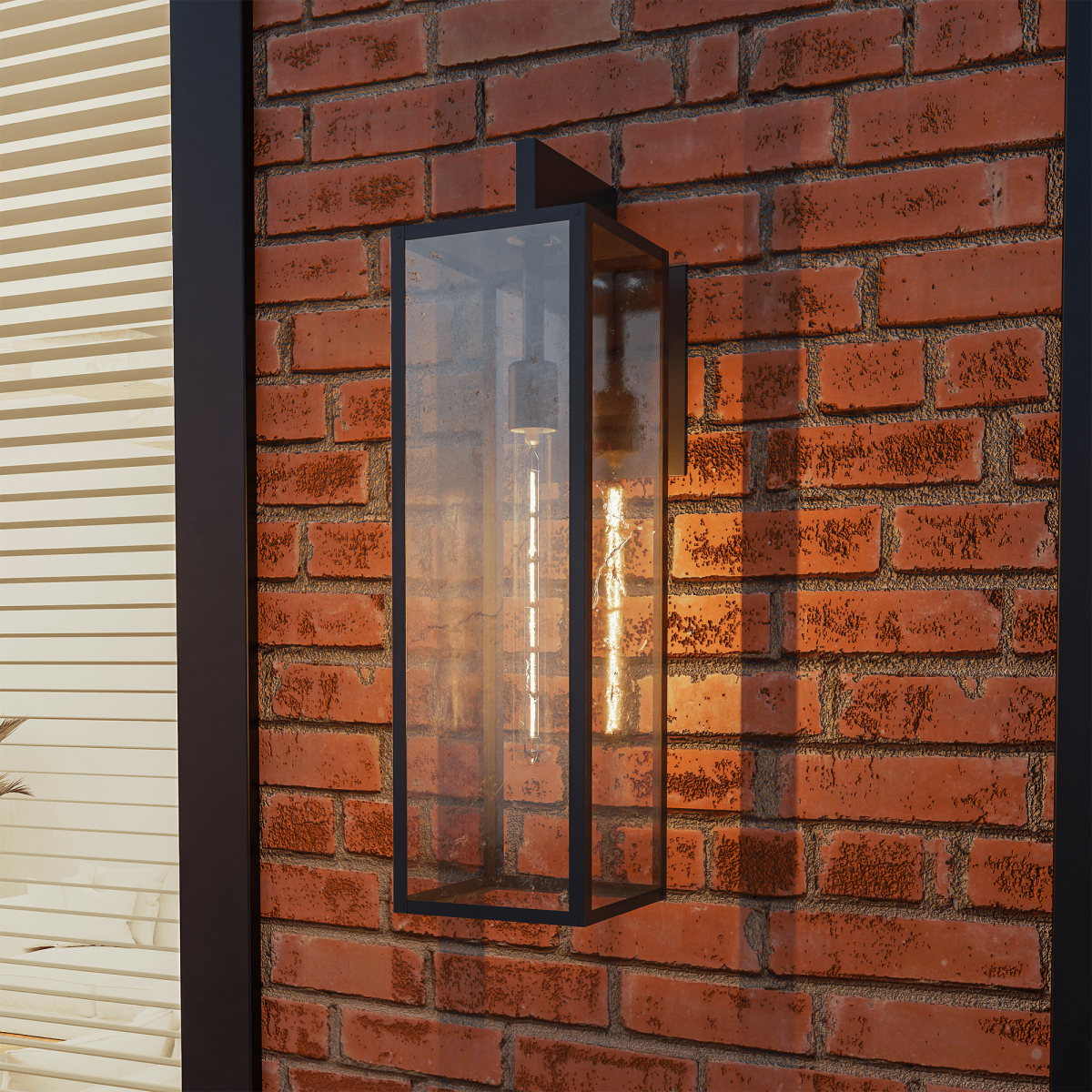 1 - Light, Outdoor Wall Light, E26 Socket 1X60W, Matte Black, 25" H x 7" W. Extends 10" from the wall, Clear Glass Panels - LEDMyPlace