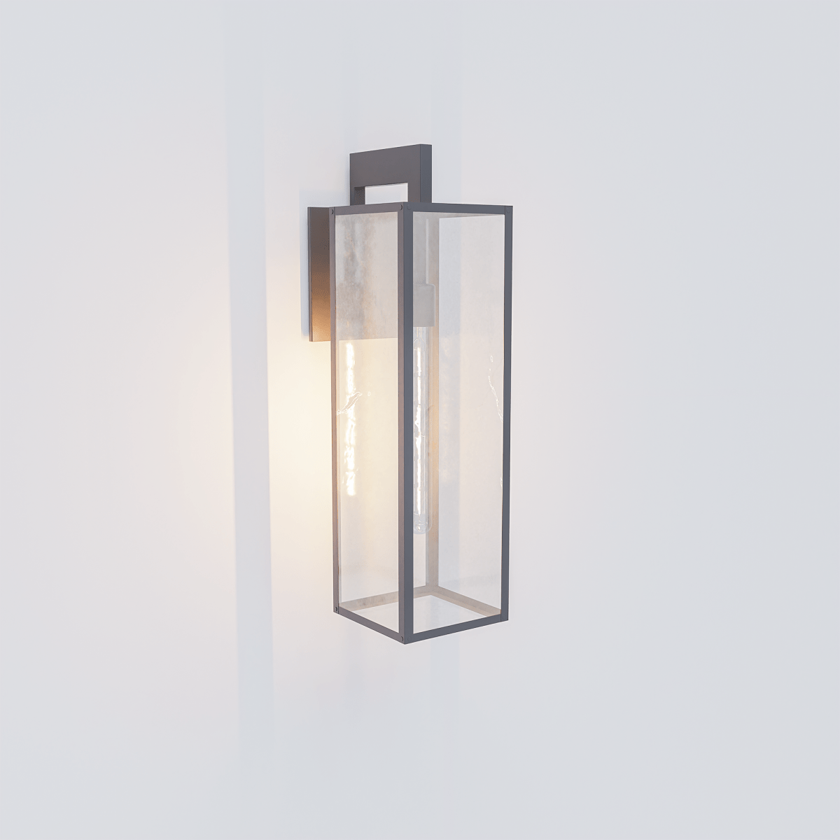 1 - Light, Outdoor Wall Light, E26 Socket 1X60W, Matte Black, 25" H x 7" W. Extends 10" from the wall, Clear Glass Panels - LEDMyPlace