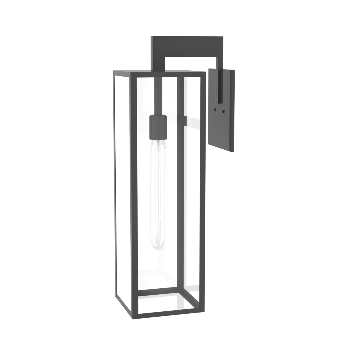 1 - Light, Outdoor Wall Light, E26 Socket 1X60W, Matte Black, 25" H x 7" W. Extends 10" from the wall, Clear Glass Panels - LEDMyPlace