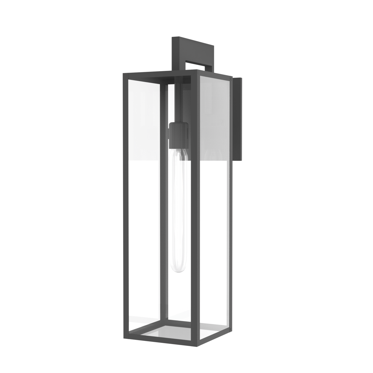 1 - Light, Outdoor Wall Light, E26 Socket 1X60W, Matte Black, 25" H x 7" W. Extends 10" from the wall, Clear Glass Panels - LEDMyPlace