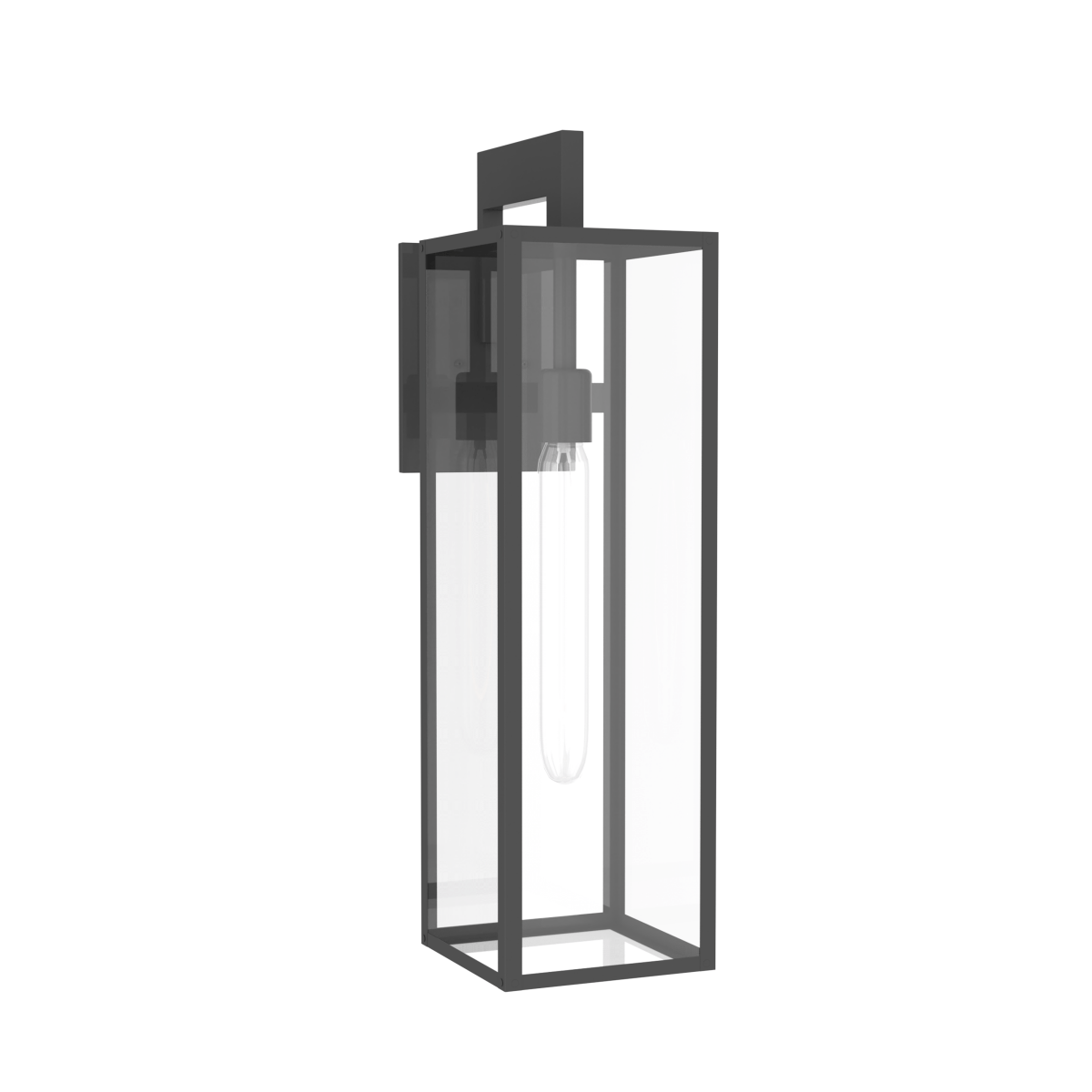 1 - Light, Outdoor Wall Light, E26 Socket 1X60W, Matte Black, 25" H x 7" W. Extends 10" from the wall, Clear Glass Panels - LEDMyPlace