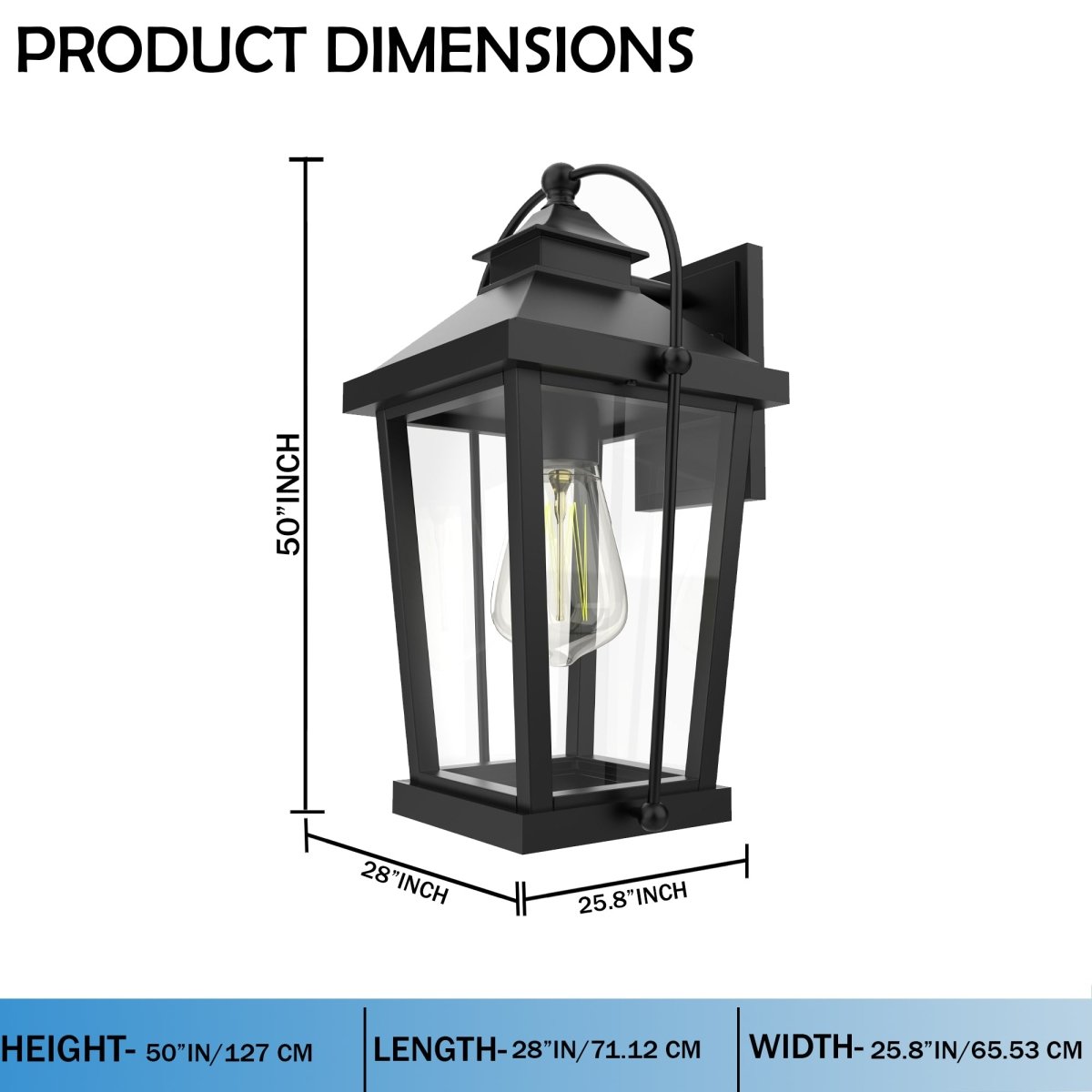 1 - Light, Outdoor Wall Mount Light In Traditional Style, Outdoor Wall Sconce - 28"L x 25.8"W x 50"H - LEDMyPlace
