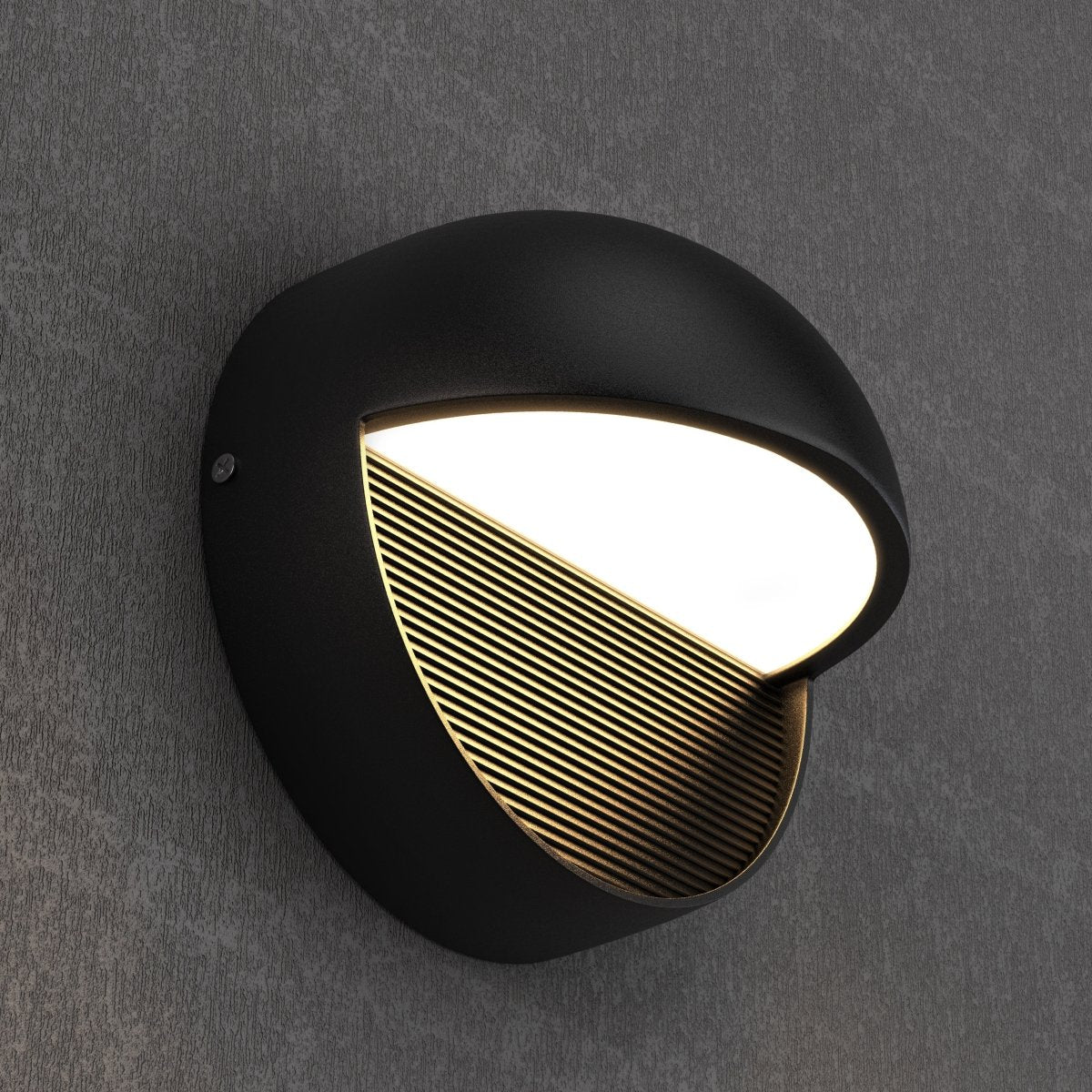 12W, Decorative LED Outdoor Wall Sconce, Half Round, Dimmable, ETL Listed, Frosted Glass Shade, Wet Location, 3000K/5000K, Deck Rail Lighting, Black - LEDMyPlace
