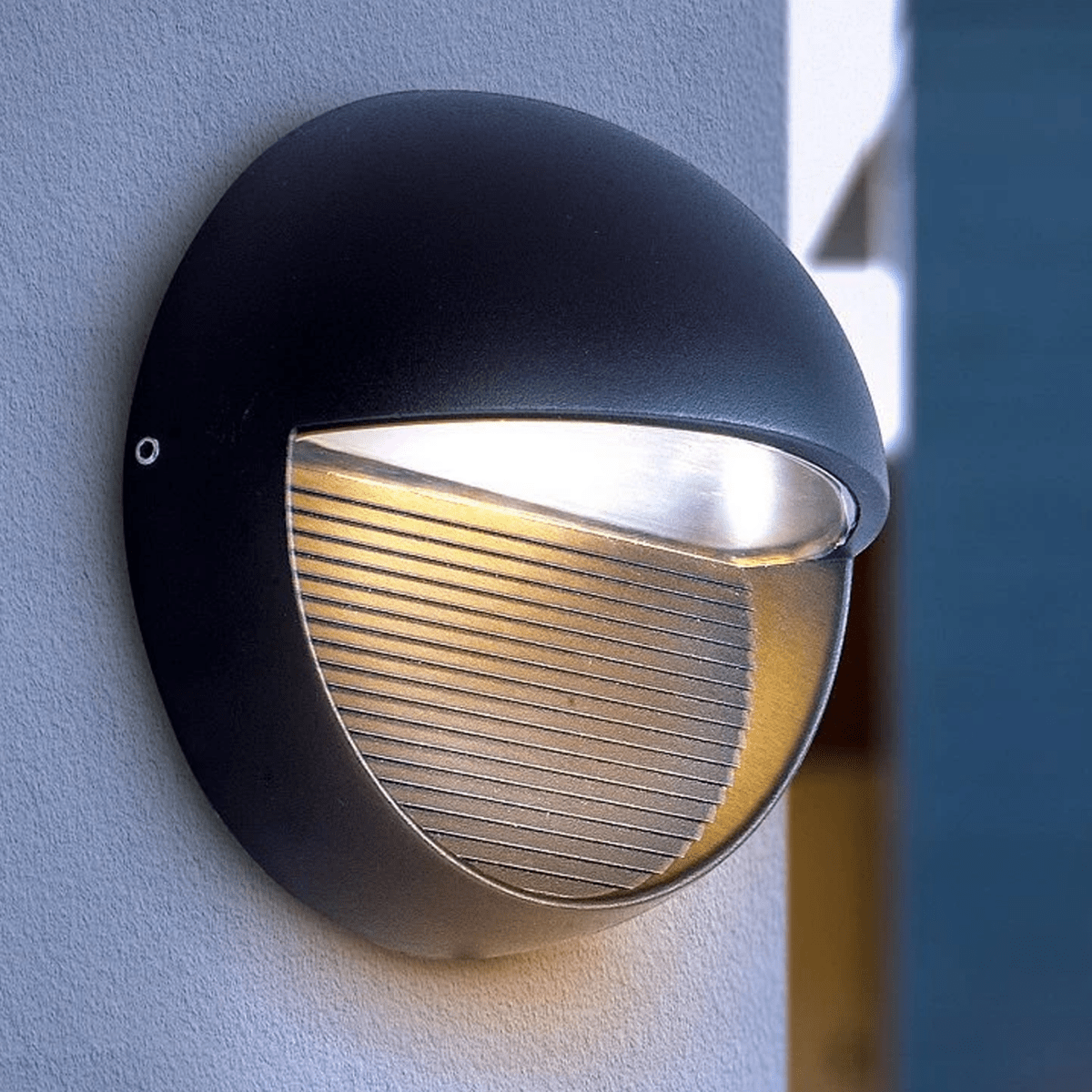12W Decorative LED Outdoor Wall Sconce Half Round Dimmable ETL Listed Frosted Glass Shade Wet Location 3000K 5000K Deck Rail Lighting Black
