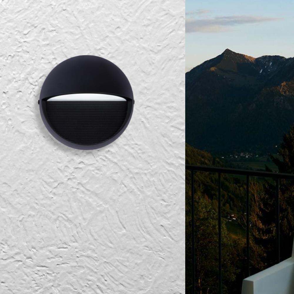 12W, Decorative LED Outdoor Wall Sconce, Half Round, Dimmable, ETL Listed, Frosted Glass Shade, Wet Location, 3000K/5000K, Deck Rail Lighting, Black - LEDMyPlace