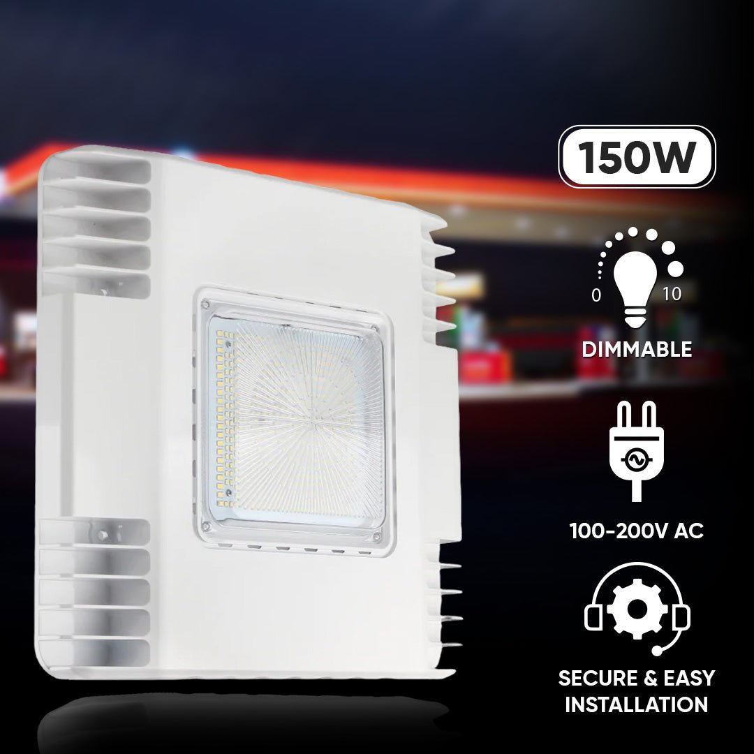 KUKUPPO 150W LED Canopy Light - UL & DLC Listed, Adjustable CCT For Gas Stations, Garages