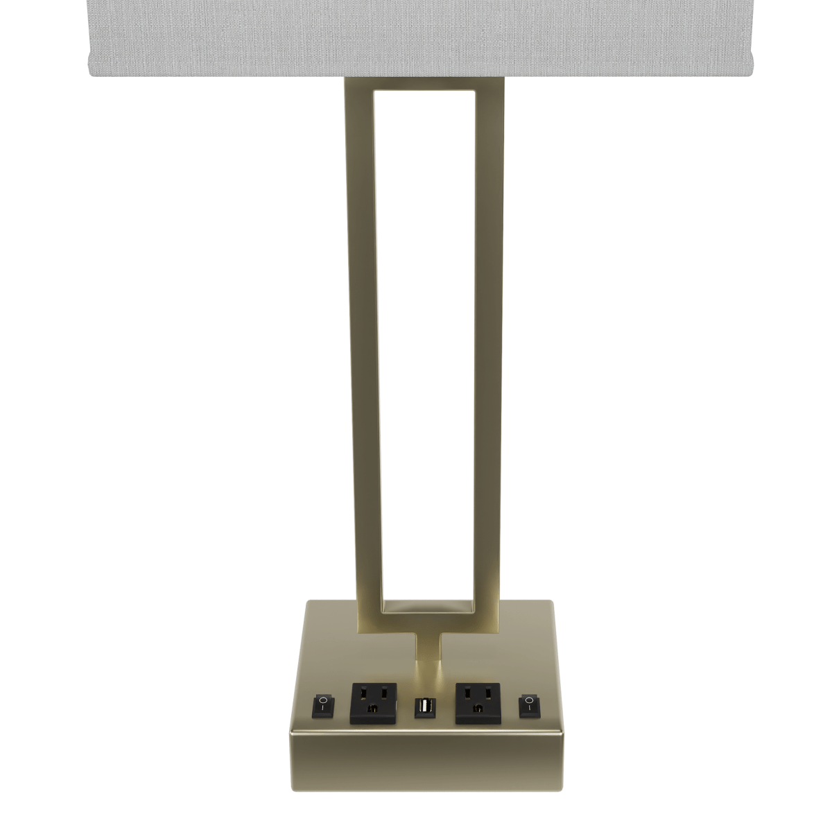 2 - Light Bedside Table Lamp With 1 - USB Charging Port, 2 - Switches, 2 - outlets, 28 inch, Brushed Nickel Finish, For Living Room, Dorm, Bedroom Lamp - LEDMyPlace