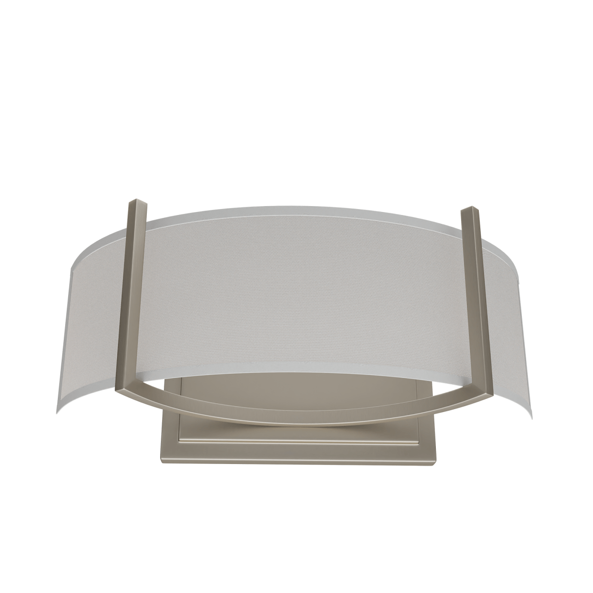 2 - Lights, Flush Mounted Wall Sconce, 120 Volt, Dimmable, Brushed Nickel / Slate Gray Fabric, Hardwired - LEDMyPlace