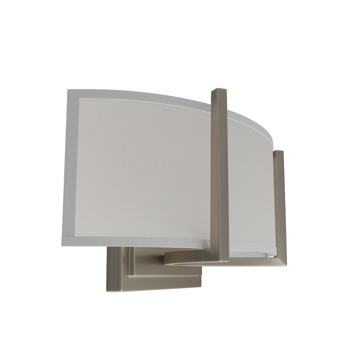 2 - Lights, Flush Mounted Wall Sconce, 120 Volt, Dimmable, Brushed Nickel / Slate Gray Fabric, Hardwired - LEDMyPlace