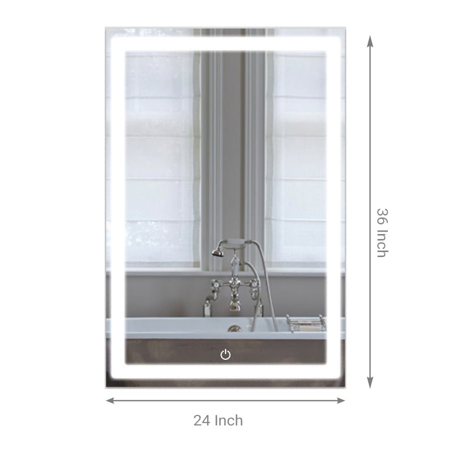 24 in. X 36 in. LED Lighted Bathroom Vanity Mirror, Adjustable Color Temperature & Remembrance, Touch Button, CRI 90+, Anti - Fog, Inner Window Style - LEDMyPlace