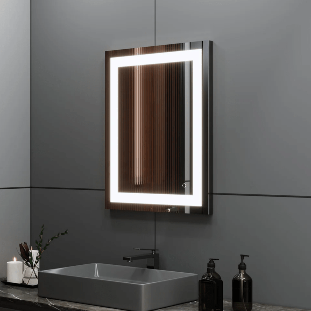 24 in. X 36 in. LED Lighted Bathroom Vanity Mirror, Adjustable Color Temperature & Remembrance, Touch Button, CRI 90+, Anti - Fog, Inner Window Style - LEDMyPlace