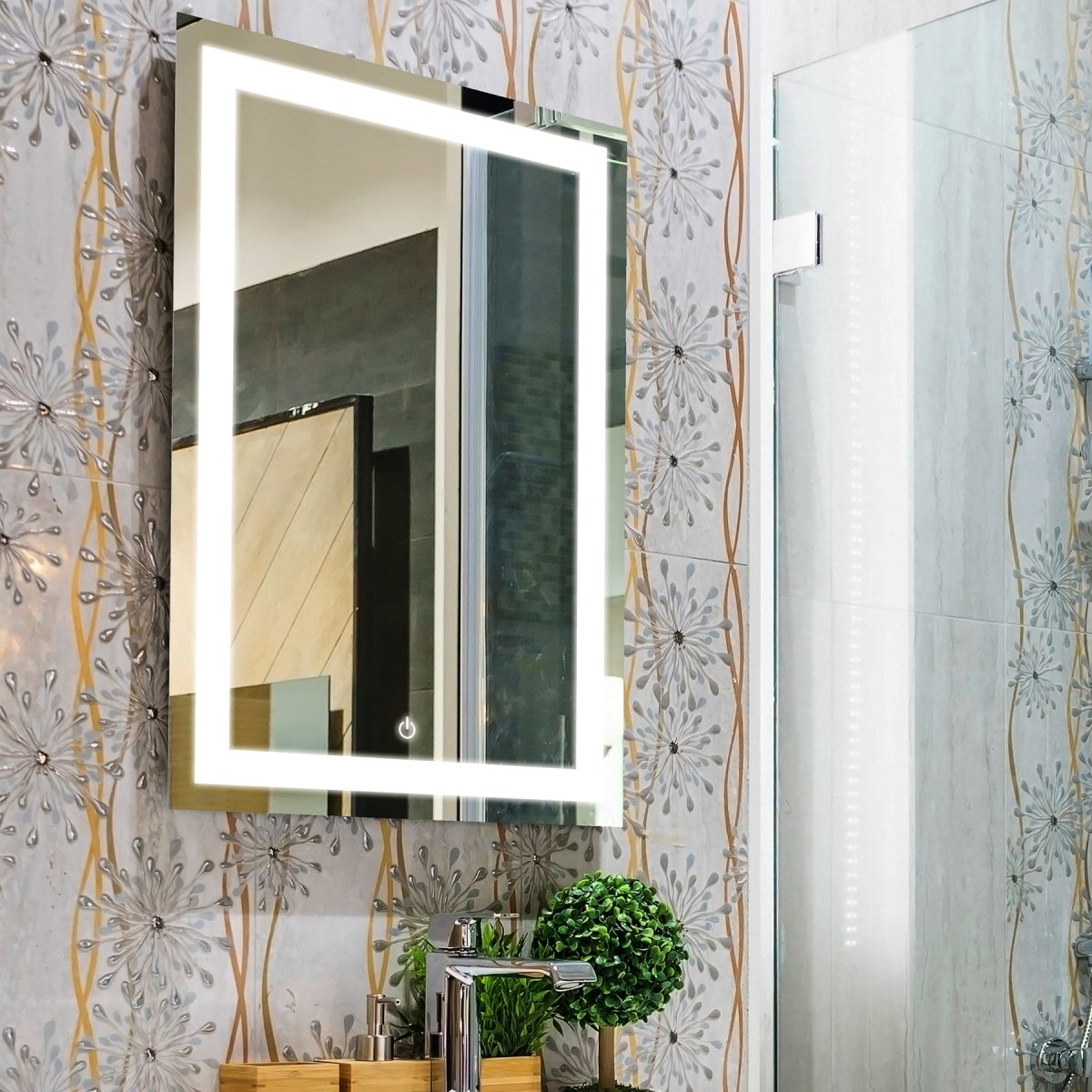 24 in. X 36 in. LED Lighted Bathroom Vanity Mirror, Adjustable Color Temperature & Remembrance, Touch Button, CRI 90+, Anti - Fog, Inner Window Style - LEDMyPlace
