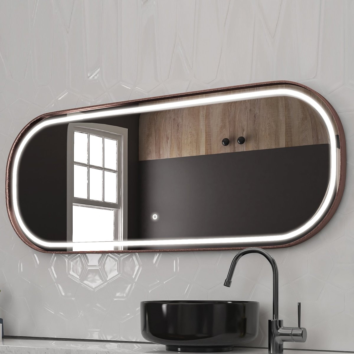 26 in. X 63 in. LED Lighted Bathroom Vanity Mirror with Rose Gold Frame, CRI 90+, Anti - Fog Adjustable Color Temperature & Remembrance, Lighted Makeup Mirrors, Realx Style - LEDMyPlace