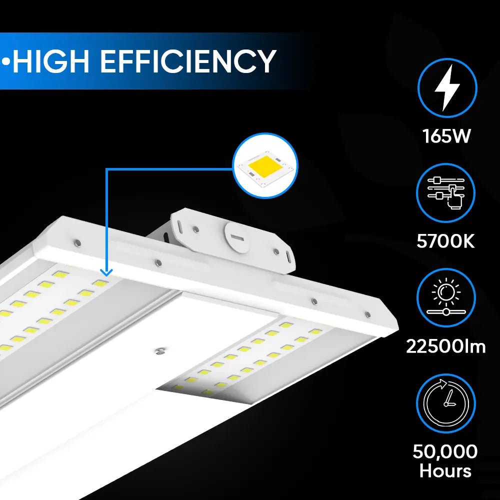 Linear LED High Bay 2ft 165W 5700K 22500LM Commercial Warehouse Garage Shop Hanging Light for Factory and Workshop