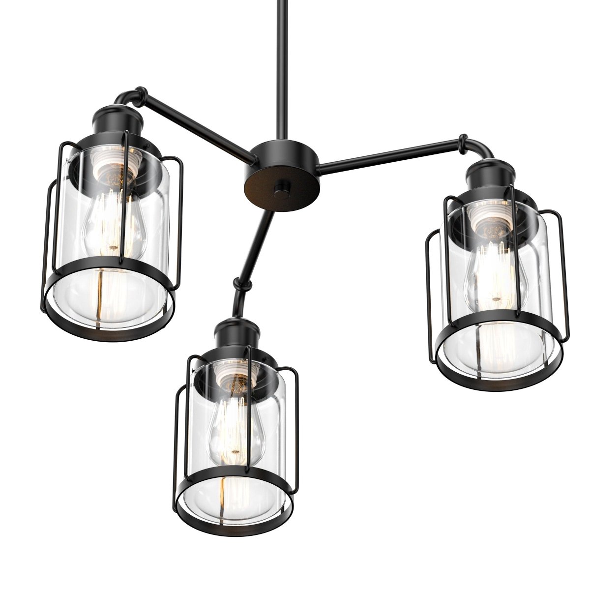 3 - Light Birdcage Chandelier Lighting Fixture, Kitchen Island Light Fixtures, Matte Black Finish, E26 Base, 3 Years Warranty - LEDMyPlace