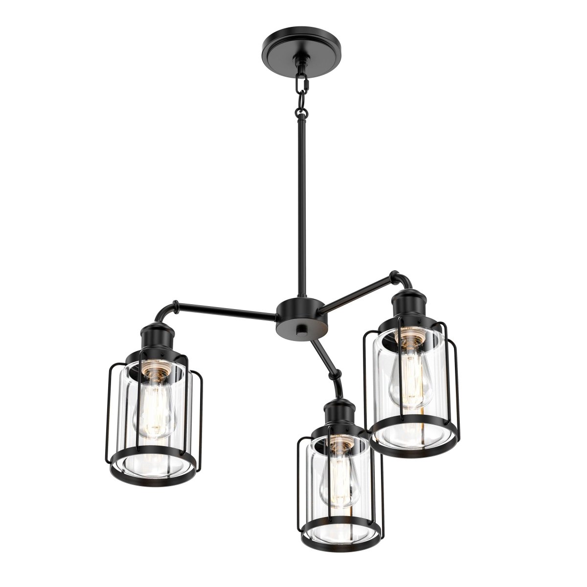 3 - Light Birdcage Chandelier Lighting Fixture, Kitchen Island Light Fixtures, Matte Black Finish, E26 Base, 3 Years Warranty - LEDMyPlace