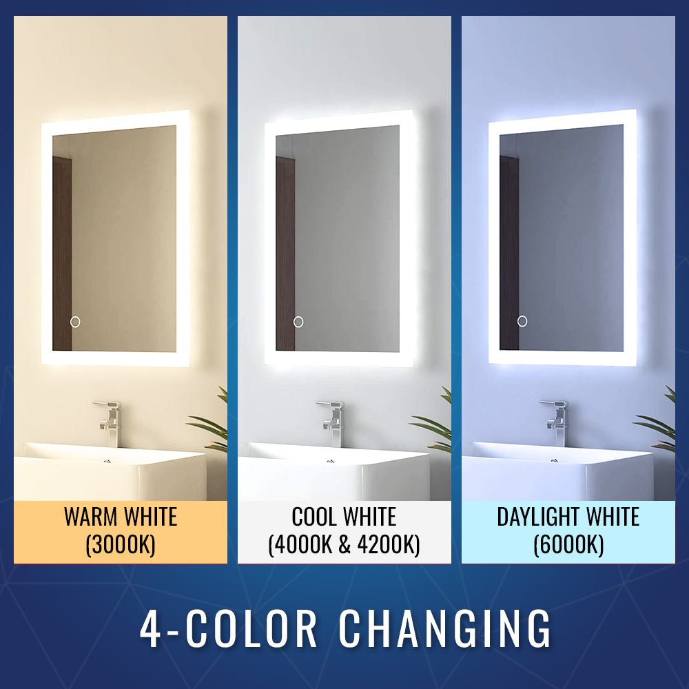 36 in. x 48 in. LED Lighted Bathroom Vanity Mirror, Touch Switch, Anti - Fog, Adjustable Color Temperature With Remembrance, CRI 90+, Wall Mounted, Lighted Makeup Mirrors, Window Style - LEDMyPlace