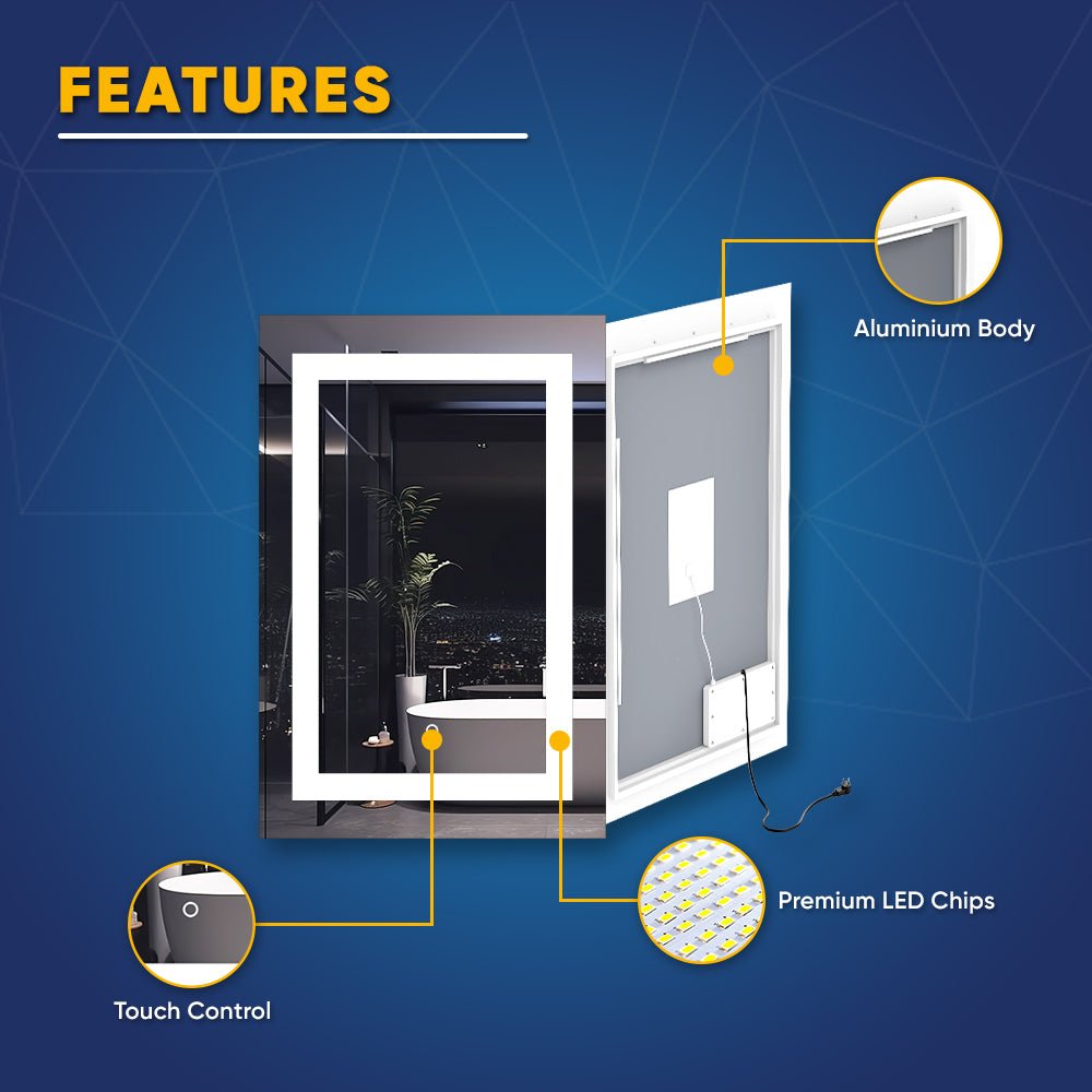 36 in. x 48 in. Vanity Mirror with Lights, Anti - Fog, CRI 90+, Makeup Mirror with Lights, Touch Switch Control, CCT Adjustable With Remembrance, LED Mirror for Bathroom, Inner Window Style - LEDMyPlace