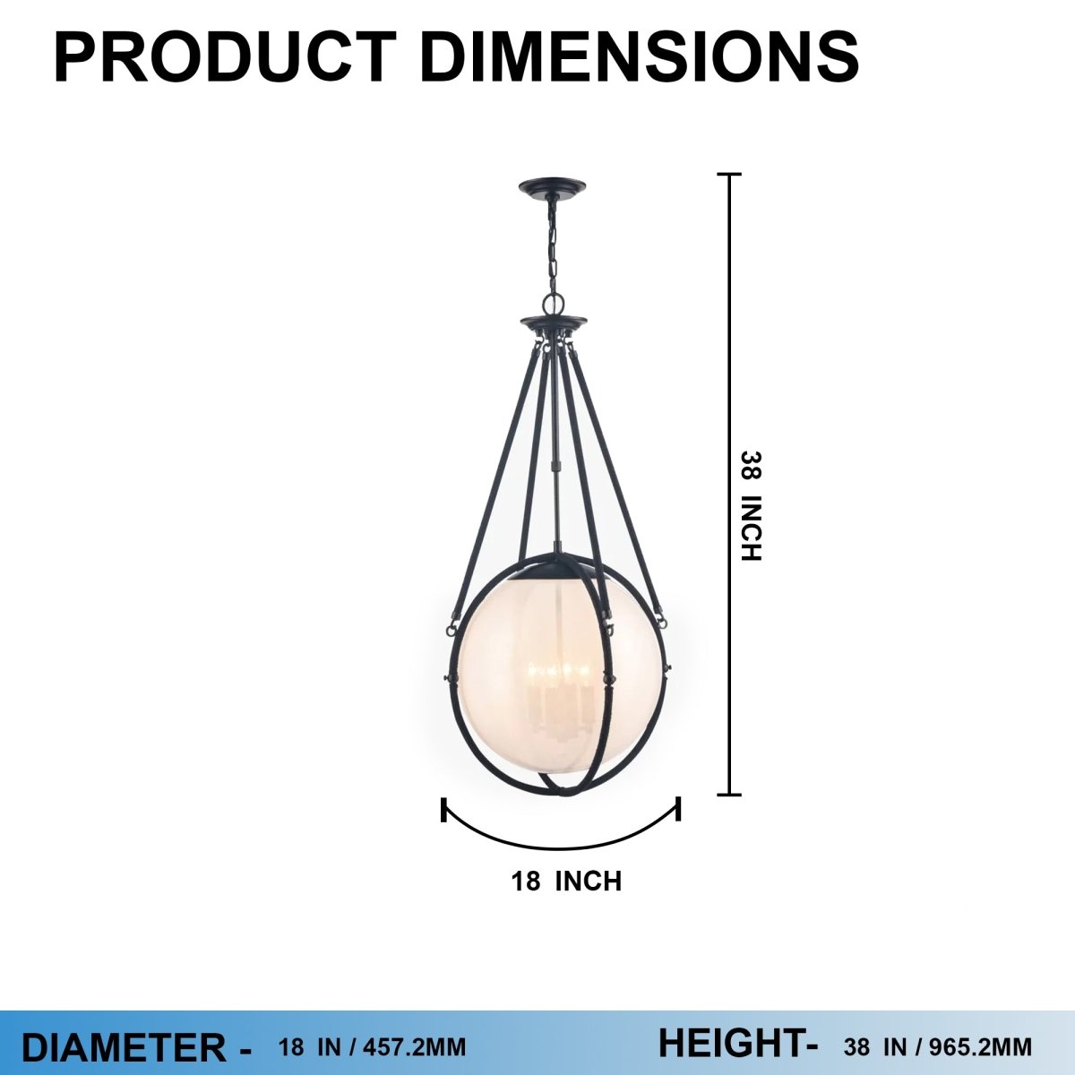 4 - Light Chandelier Light Fixture Black Finish Hardware with Black Rope and Translucency whilte glass ,E12 Base - 18”D x 38“H - LEDMyPlace