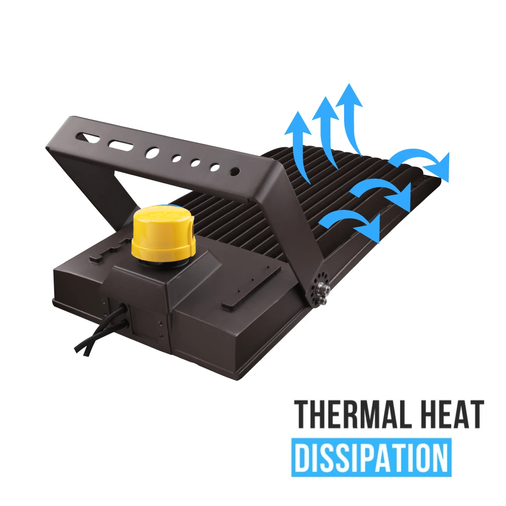 450W LED High Output Flood Light With Photocell, 5700K, AC277 - 480V High Voltage, Dusk to Dawn Security Light, IP65, Bronze, With 20KV Surge Protector, For Garden Yard Parking Lot Stadium Arena Lighting Fixture - LEDMyPlace