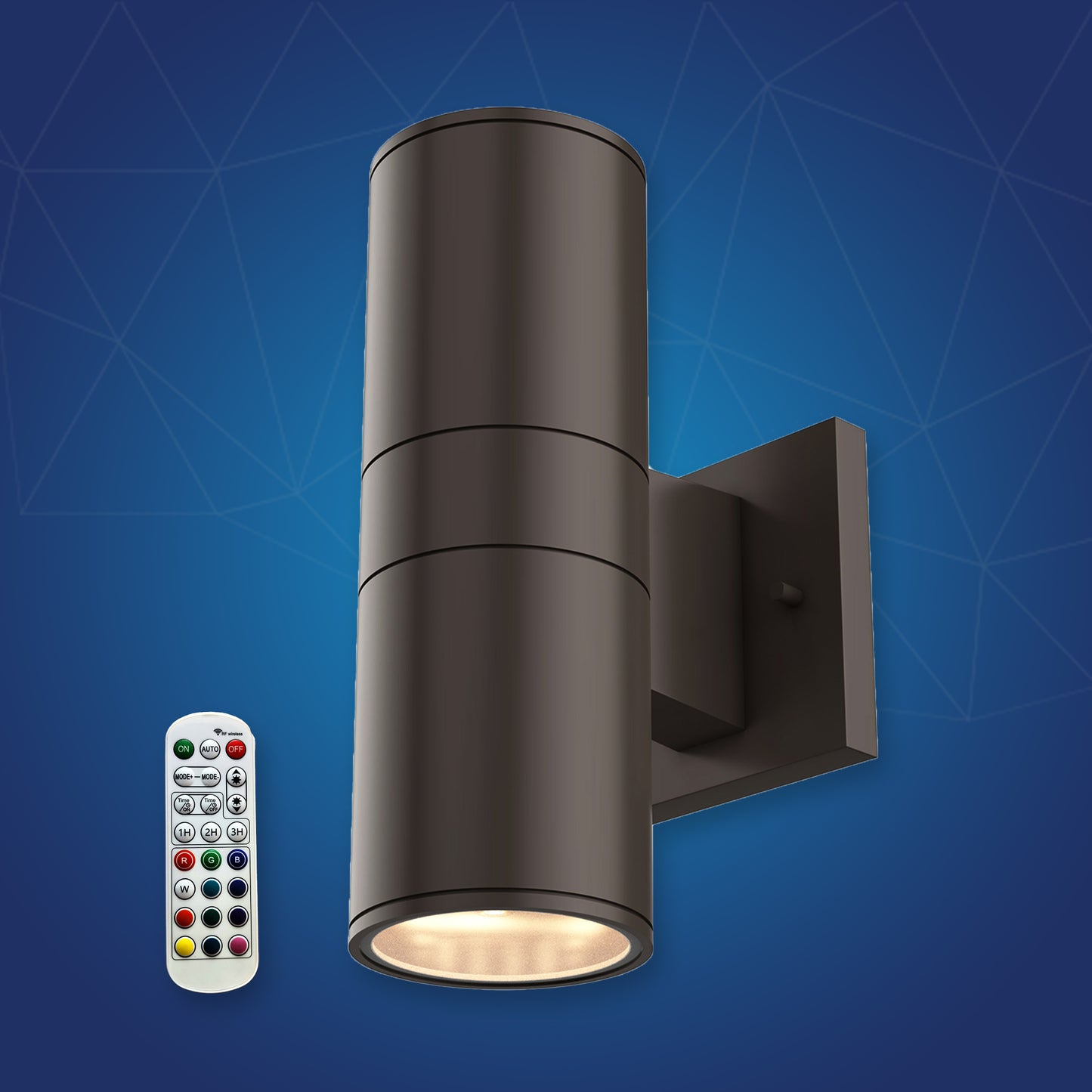 LED Outdoor Up & Down Lights With Remote, RGBW, Cylinder, 18WX1, AC100-277V, IP65, ETL CE RoSH Approval, Outdoor Wall Lights
