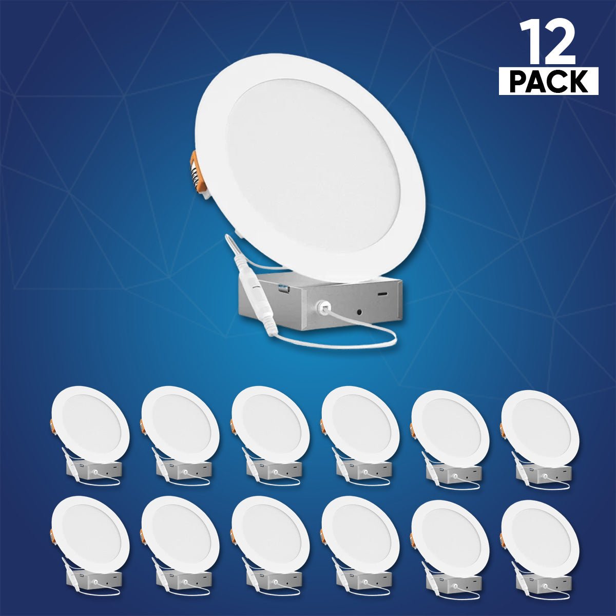 6" 12W LED Slim Panel Recessed Ceiling Light CCT Changeable 2700K/3000K/3500K/4000K/5000K, with Junction Box, Round - LEDMyPlace