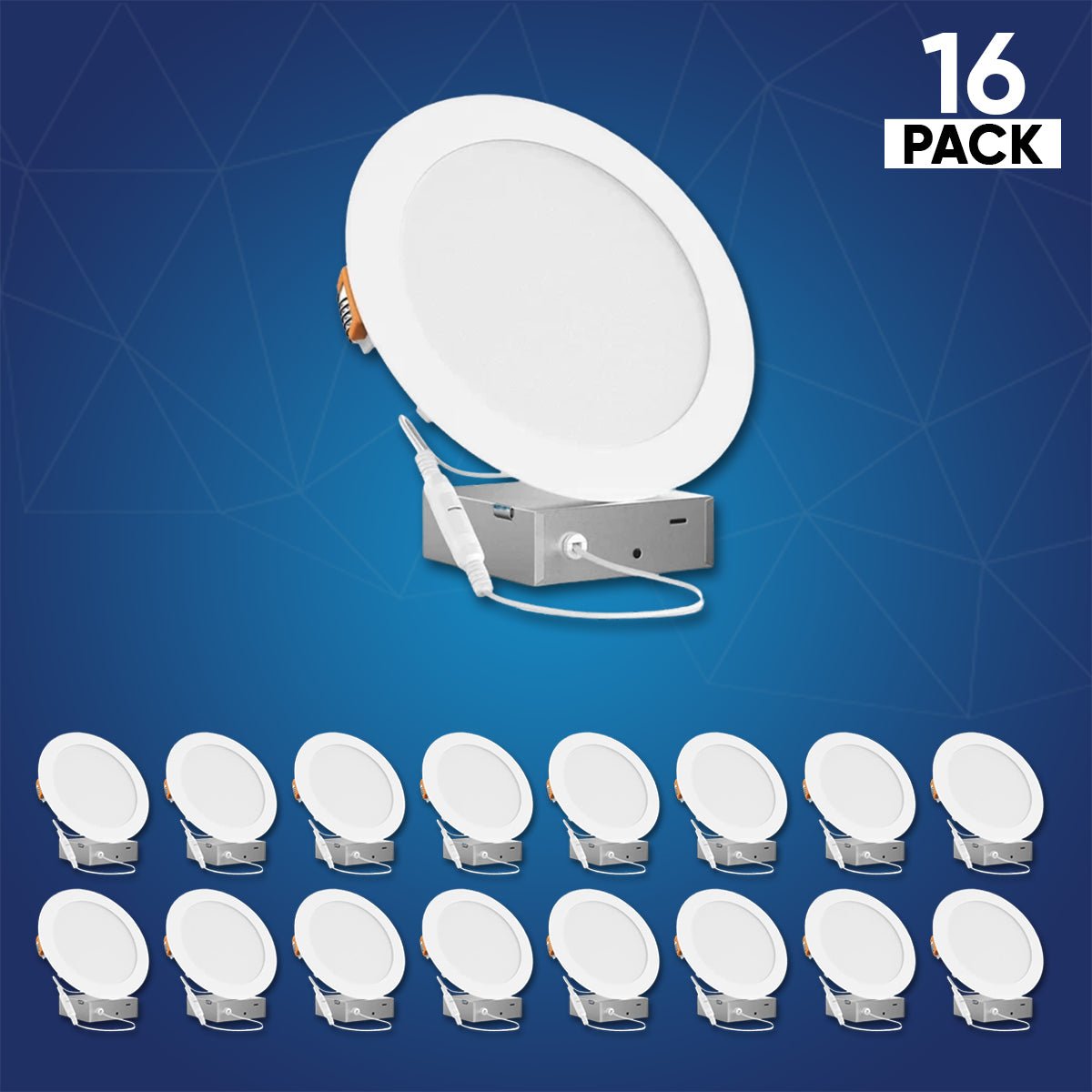 6 in. Ultra - Thin LED Recessed Ceiling Lights with Junction Box, 12W, 900LM, Damp Location, Triac Dimmable LED Downlight, ETL, Energy Star Listed - LEDMyPlace