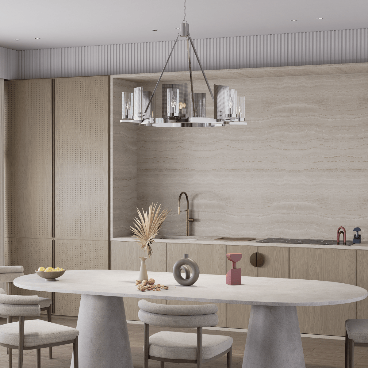 6 - Light Ring Chandelier Ceiling Light In Chrome Finish with Clear Glass, E12 Base, 120V, Bulb Type B10, Socket type E12, Max wattage Per Socket 60W - 28“D x 22”H - LEDMyPlace