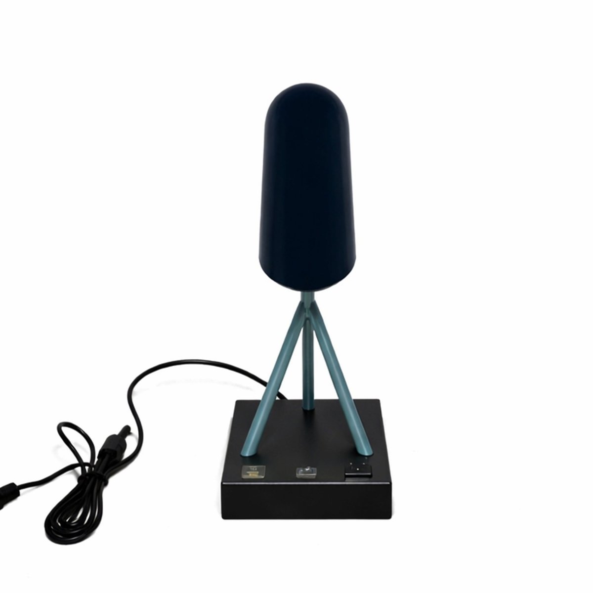 6.25″W x 16.2″H Black/Blue Table Lamp with E12 Socket, Outlet, and USB Ports - LEDMyPlace