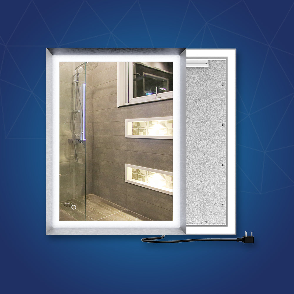 Frontlit/Backlit LED Lighted Bathroom Vanity Mirror with Frame, Anti-Fog, Touch Button, CRI 90+, Adjustable CCT & Memory, Magnum Style