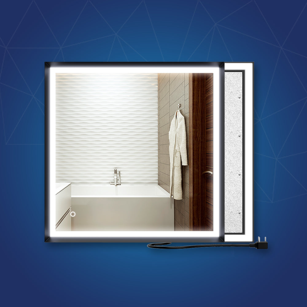 Frontlit/Backlit LED Lighted Bathroom Vanity Mirror with Frame, Anti-Fog, Touch Button, CRI 90+, Adjustable CCT & Memory, Magnum Style