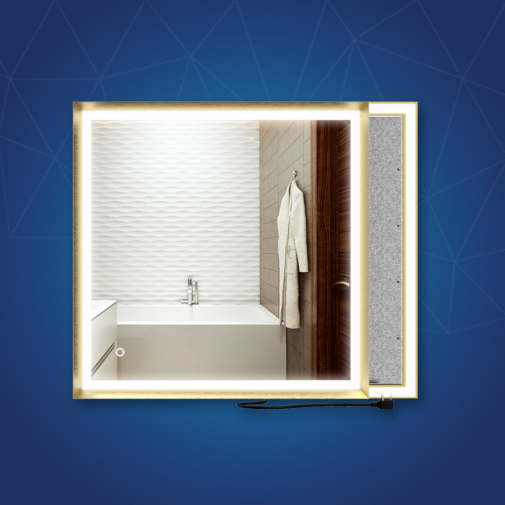 Frontlit/Backlit LED Lighted Bathroom Vanity Mirror with Frame, Anti-Fog, Touch Button, CRI 90+, Adjustable CCT & Memory, Magnum Style