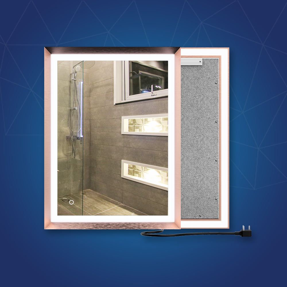 Frontlit/Backlit LED Lighted Bathroom Vanity Mirror with Frame, Anti-Fog, Touch Button, CRI 90+, Adjustable CCT & Memory, Magnum Style