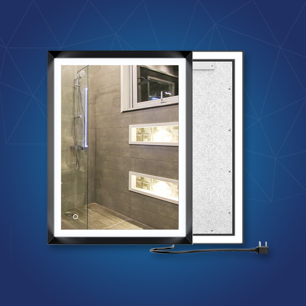 Frontlit/Backlit LED Lighted Bathroom Vanity Mirror with Frame, Anti-Fog, Touch Button, CRI 90+, Adjustable CCT & Memory, Magnum Style