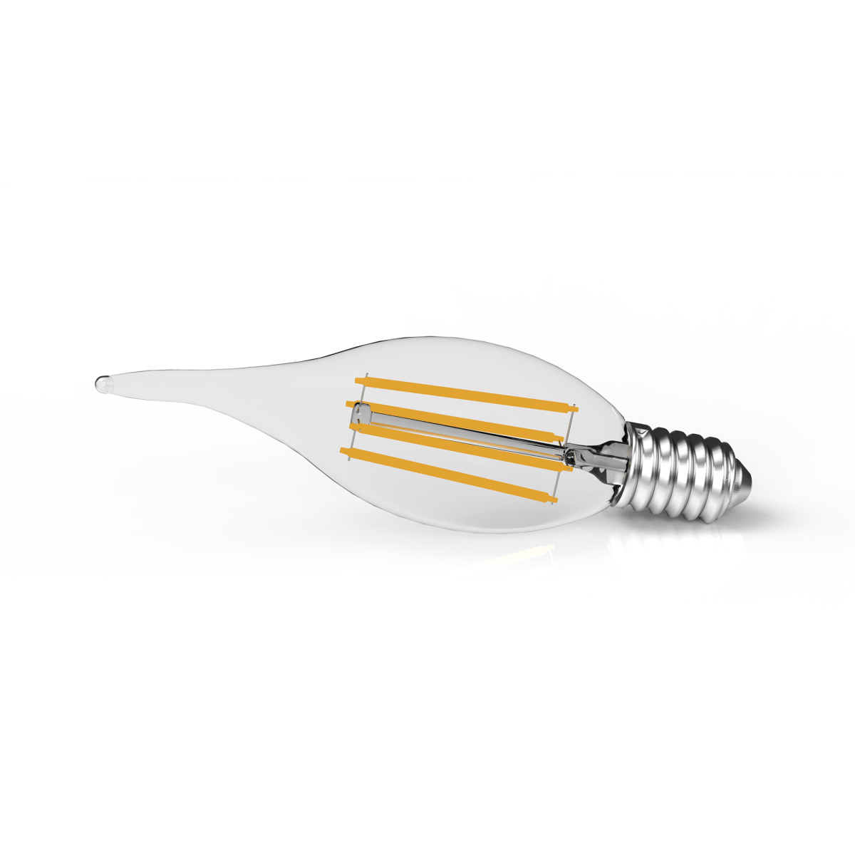 6W Filament LED Bulb, 2700K, 500LM, 120V/60Hz, 4-filament, E12, Candelabra Light Bulbs, Dimmable, Clear - D1.38 6W Filament LED Bulb, 2700K, 500LM, 120V/60Hz, 4-filament, E12, Candelabra Light Bulbs, Dimmable, Clear - D1.38