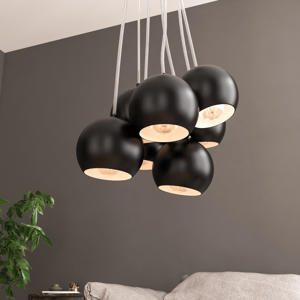7-Light Black Iron Globe Pendant Chandelier Fixture for Living Room, Bedroom, Dining Room, Office 7-Light Black Iron Globe Pendant Chandelier Fixture for Living Room, Bedroom, Dining Room, Office