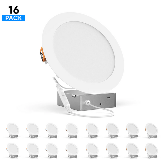 4 Inch Slim LED Recessed Lighting with Junction Box, 9W, 650LM, Damp Location, Dimmable, Recessed Downlights, For Office, Kitchen, Bedroom, Bathroom