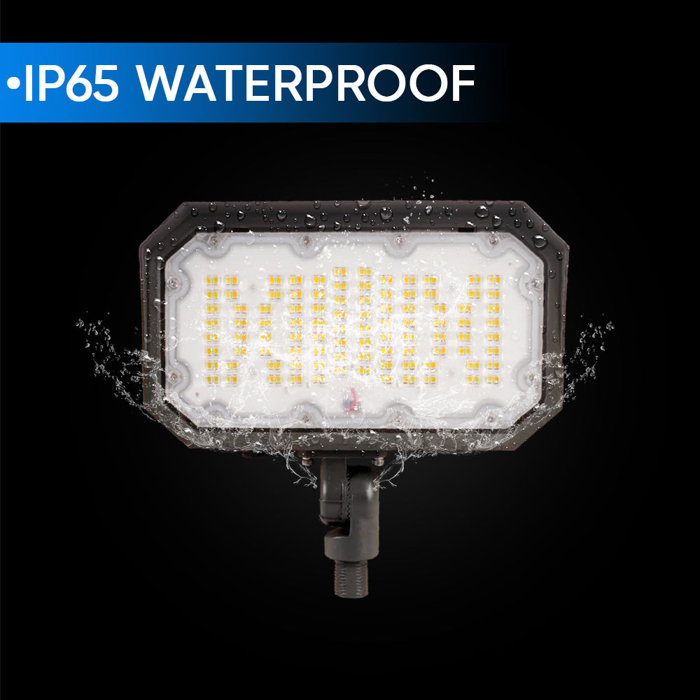 50W/40W/30W Watt Adjustable LED Flood Light Outdoor 4000K/5000K/5700K CCT Changeable, Knuckle Mount, UL & DLC 5.1 Premium, Bronze, IP65, For Gardens, Court, Lawn, Patio as well as LED Security Light