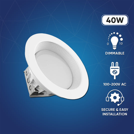 10 Inch Commercial LED Recessed Lighting, 40W, 3000LM, 5000K Daylight Recessed Lighting w/Junction Box, Dimmable, ETL, Energy Star Listed