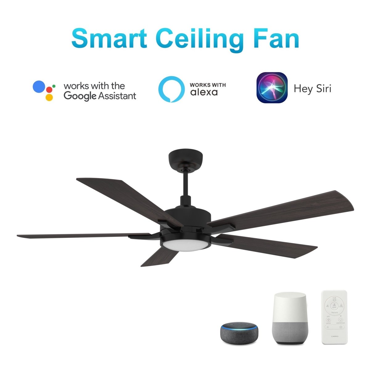 APPLETON 56 inch 5 - Blade Smart Ceiling Fan with Remote & LED Light - LEDMyPlace