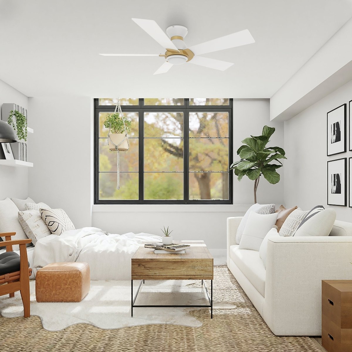 ASCENDER 48 inch 5 - Blade Flush Mount Smart Ceiling Fan with LED Light & Remote - LEDMyPlace