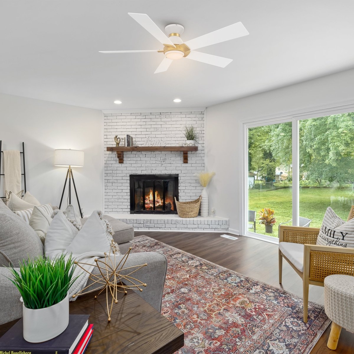 ASCENDER 48 inch 5 - Blade Flush Mount Smart Ceiling Fan with LED Light & Remote - LEDMyPlace