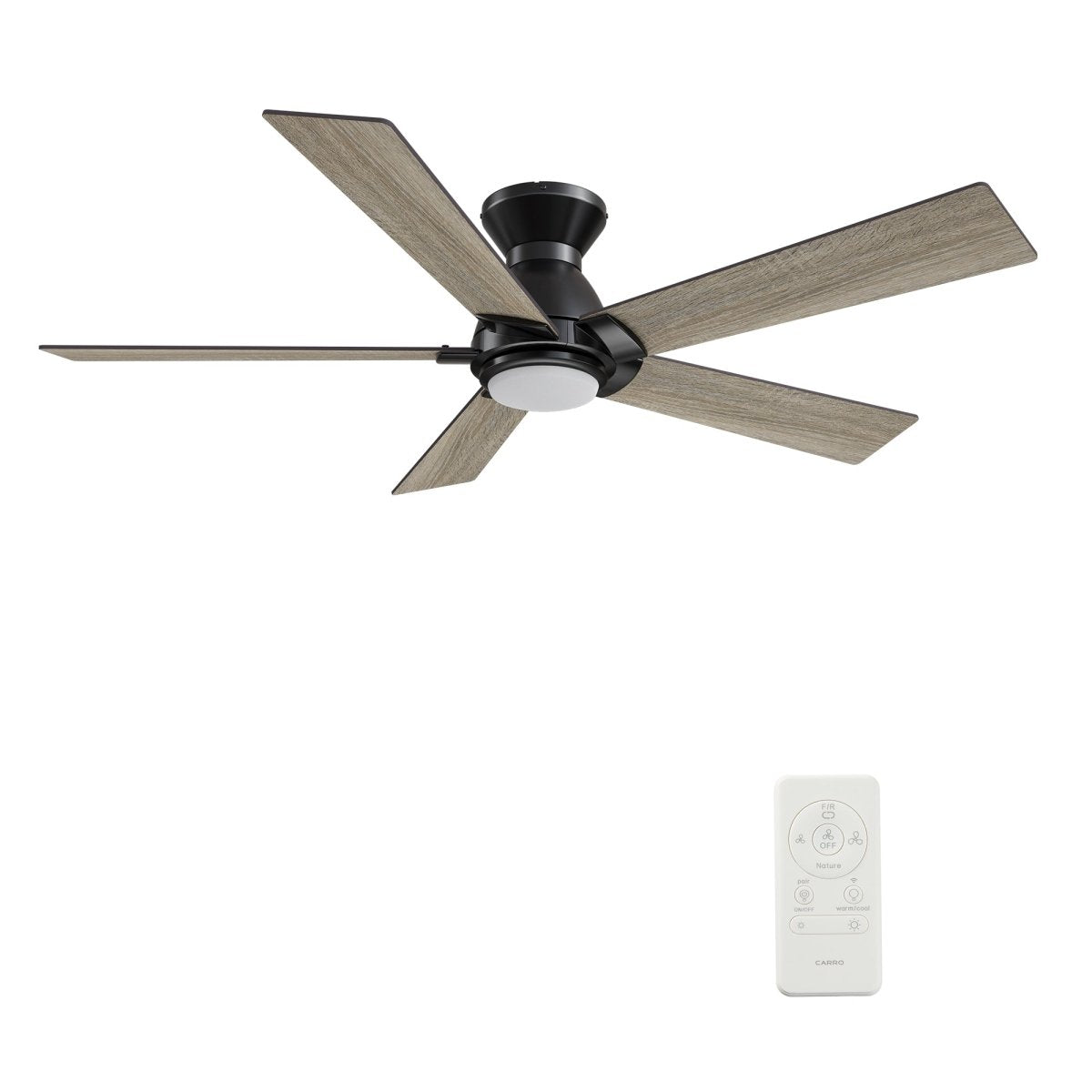 ASCENDER 52 inch 5 - Blade Flush Mount Smart Ceiling Fan with Remote & LED Light - LEDMyPlace