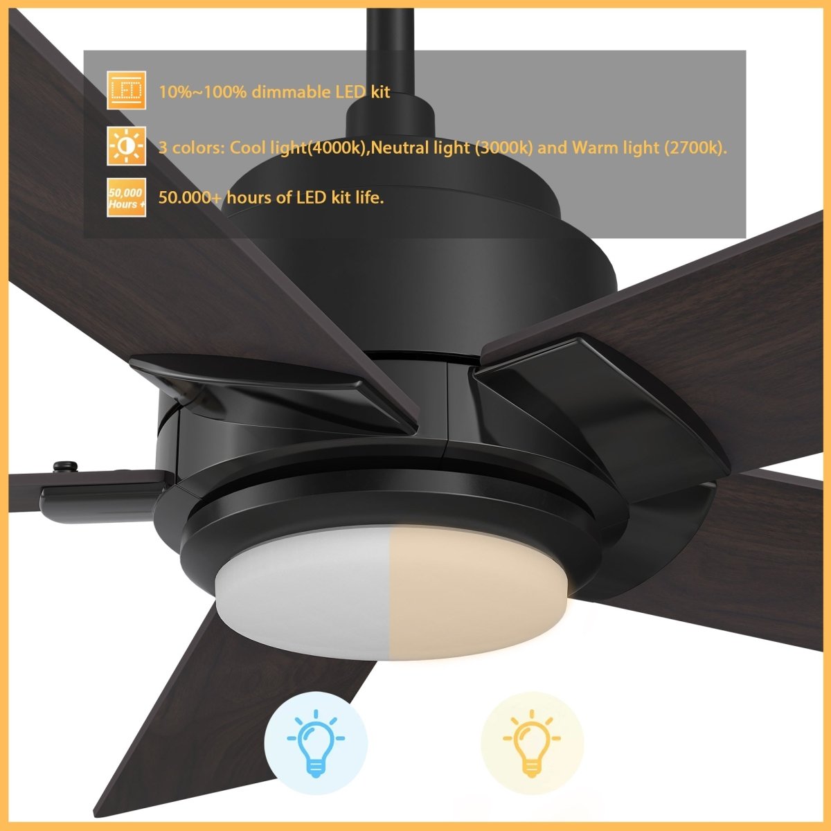 ASCENDER 52 inch 5 - Blade Smart Ceiling Fan with LED Light & Remote - LEDMyPlace