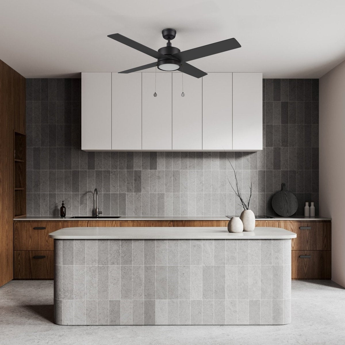 ASCOTT 52 inch 4 - Blade Ceiling Fan with LED Light & Pull Chain - LEDMyPlace