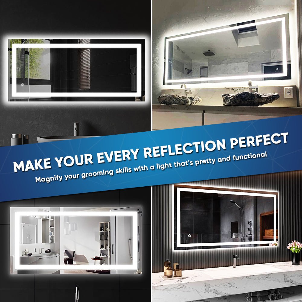 Backlit/Frontlit, Vanity Mirror with Lights, Touch Switch, Anti - Fog, Adjustable 3 - Color Temperature & Remembrance, CRI 90+, LED Mirror for Bathroom, Accord Style - LEDMyPlace