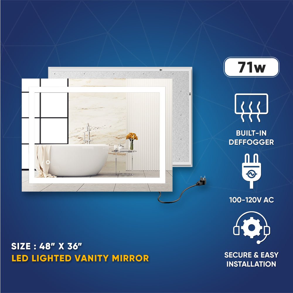 Backlit/Frontlit, Vanity Mirror with Lights, Touch Switch, Anti - Fog, Adjustable 3 - Color Temperature & Remembrance, CRI 90+, LED Mirror for Bathroom, Accord Style - LEDMyPlace